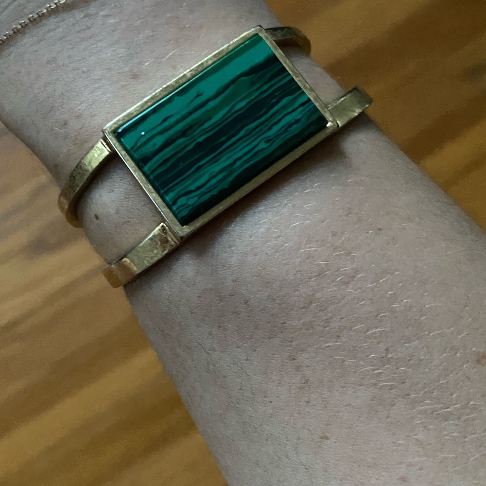 Madewell Green Stone and Gold Tone Cuff